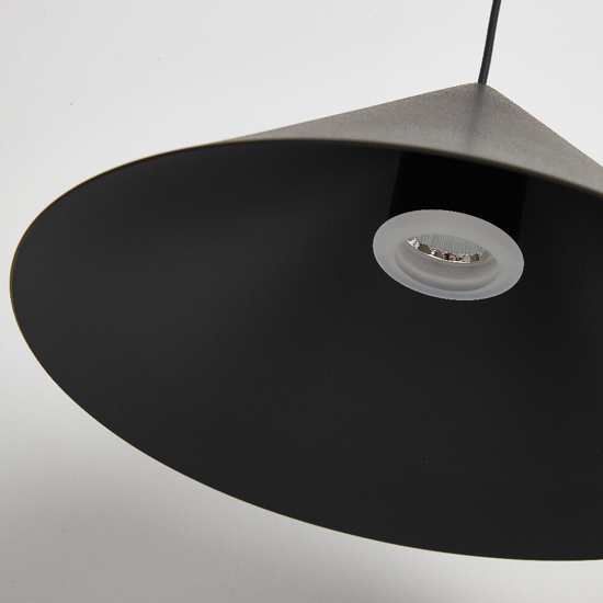 Lampadario cono led dimmerabile nero a sospensione
