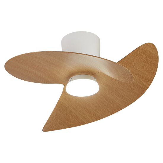Piccolo ventilatore da soffitto led cct bianco e pale legno max 13mq