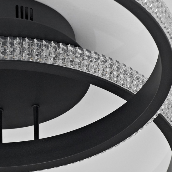 Plafoniera led cerchi design moderna nera per camera da letto