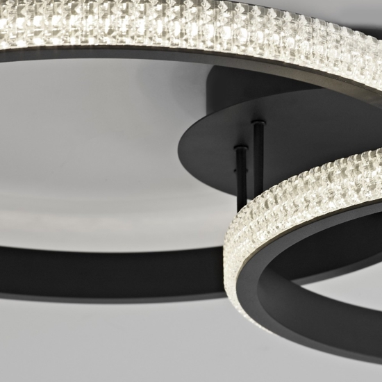 Plafoniera led cerchi design moderna nera per camera da letto