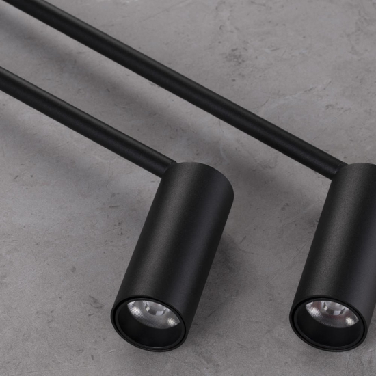 Faretto spoty nero a sospensione h70cm led 7w 3000k cri90 orientabile