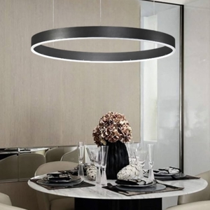 Lampadario anello nero 80cm led 50w 2700k a 6000k dimmerabile
