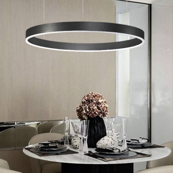 Lampadario anello nero 80cm led 50w 2700k a 6000k dimmerabile