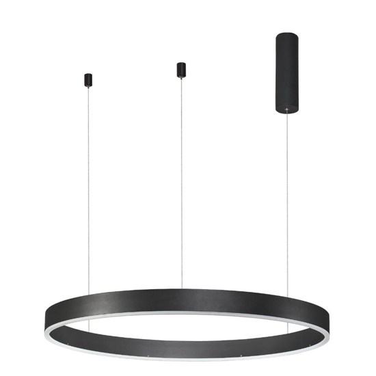 Lampadario anello nero 80cm led 50w 2700k a 6000k dimmerabile