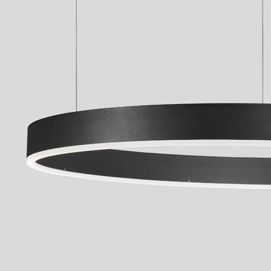 Lampadario anello nero 80cm led 50w 2700k a 6000k dimmerabile