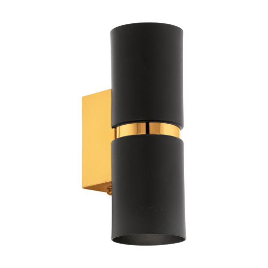 Eglo passa applique lampada da parete cilindro nero oro