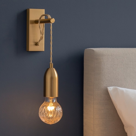 Applique pendente da parete oro per comodino camera da letto