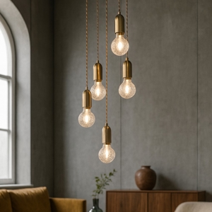 Lampadario moderno per soggiorno luci a cascata oro
