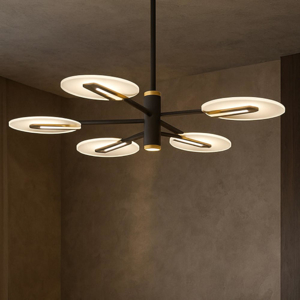 Lampadario moderno per tavolo da pranzo nero e oro led 3000k