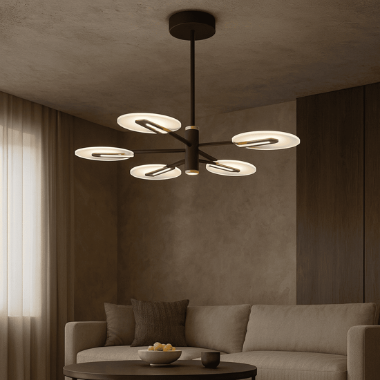 Lampadario moderno per tavolo da pranzo nero e oro led 3000k