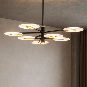 Lampadario moderno per soggiorno nero e oro led 3000k