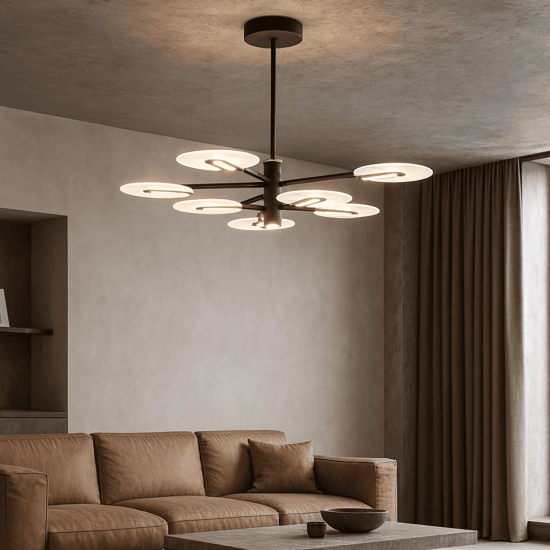 Lampadario moderno per soggiorno nero e oro led 3000k