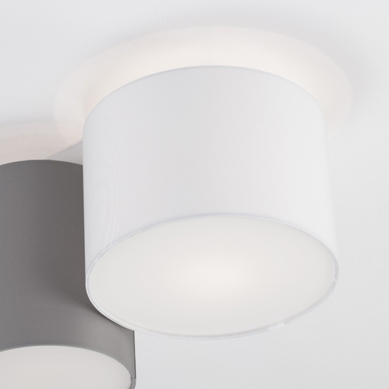 Plafoniera per camera da letto bianco grigio cilindri di tessuto
