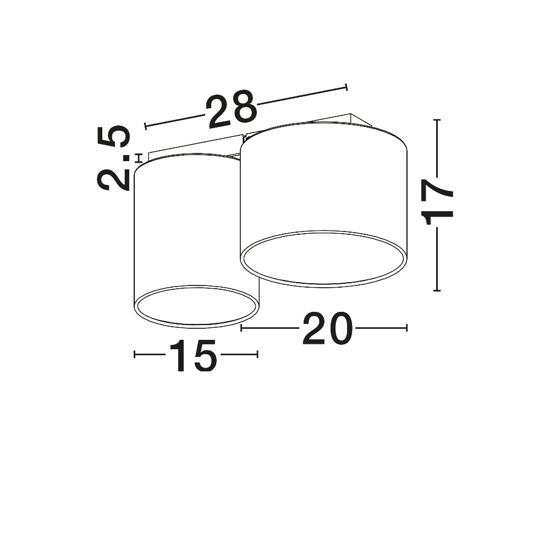 Plafoniera per camera da letto bianco grigio cilindri di tessuto