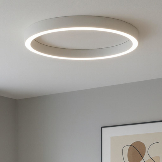 Plafoniera moderna led 3000k dimmerabile cerchio bianco 80 cm