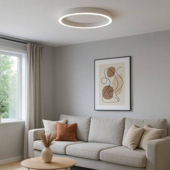 Plafoniera moderna led 3000k dimmerabile cerchio bianco 80 cm