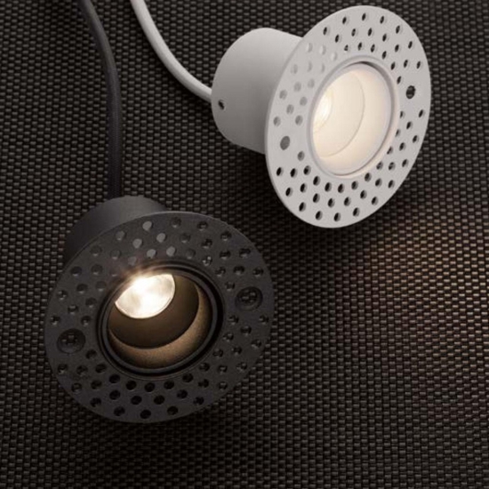 Faretto da incasso a scomparsa led tondo per cartongesso nero 3w 3000k