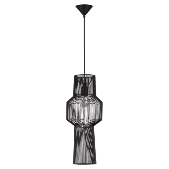Lampadario fili di tessuto nero design moderno