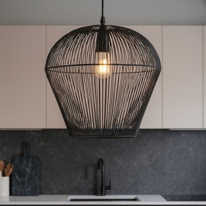Lampadario da cucina fili tessuto nero 