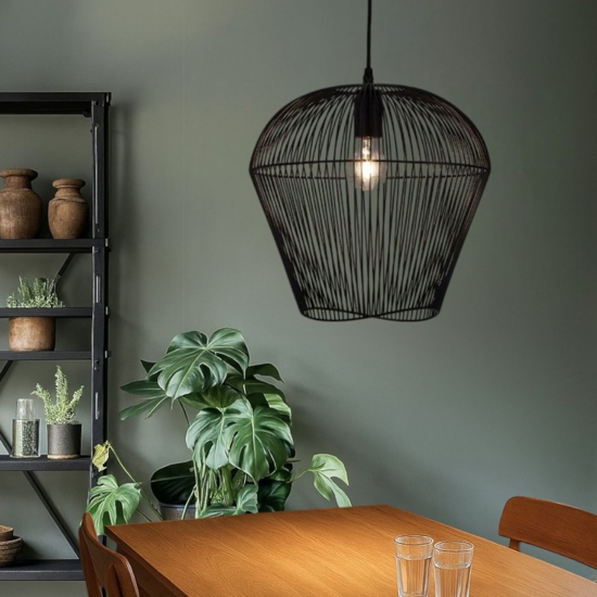 Lampadario da cucina fili tessuto nero 
