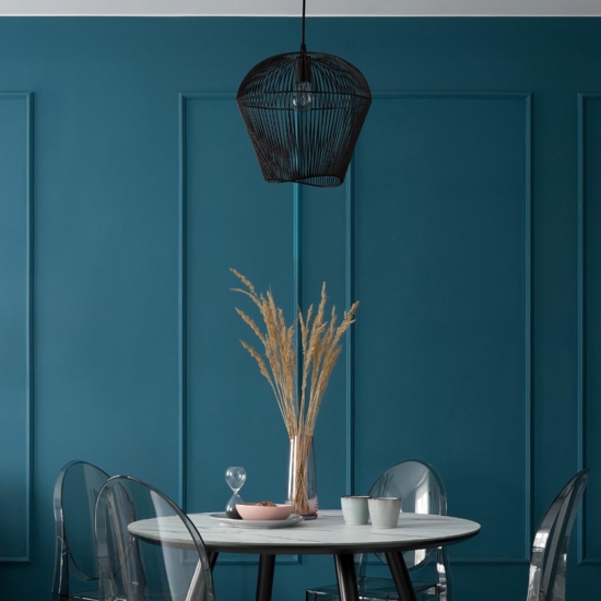 Lampadario da cucina fili tessuto nero 