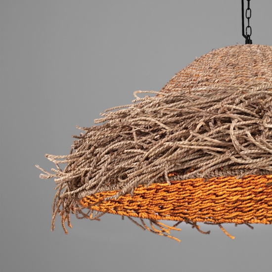 Lampadario rattan alga marina intrecciata