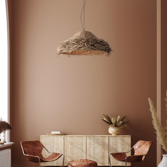 Lampadario rattan alga marina intrecciata