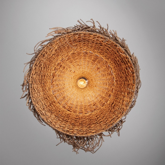 Lampadario rattan alga marina intrecciata