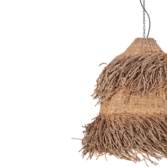 Lampadario per soggiorno rattan e alga marina 80 cm