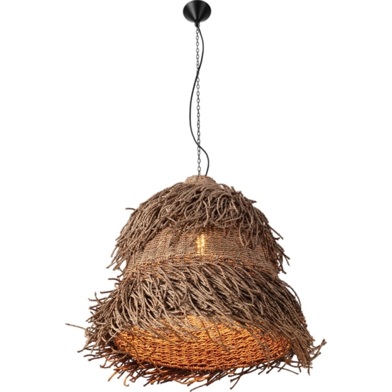 Lampadario per soggiorno rattan e alga marina 80 cm