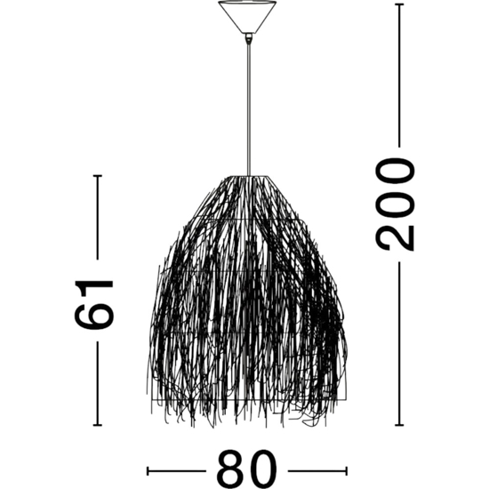 Lampadario per soggiorno rattan e alga marina 80 cm