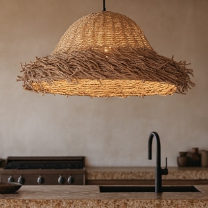 Lampadario in rattan per cucina cupola alga marina