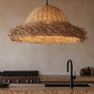 Lampadario in rattan per cucina cupola alga marina