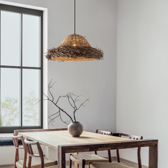 Lampadario in rattan per cucina cupola alga marina