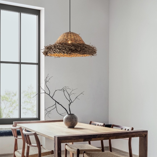 Lampadario in rattan per cucina cupola alga marina