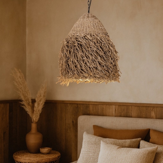 Lampadario rattan cupola alga marina