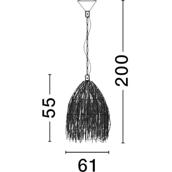 Lampadario rattan cupola alga marina