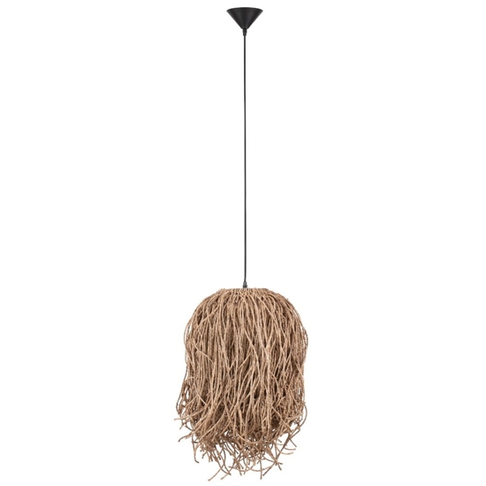 Lampadario cugino itt per soggiorno in rattan e alga marina