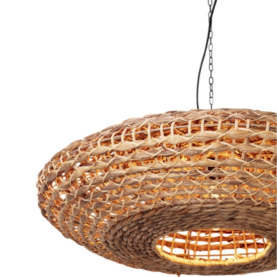 Lampadario in rattan e giacinto per soggiorno salotto