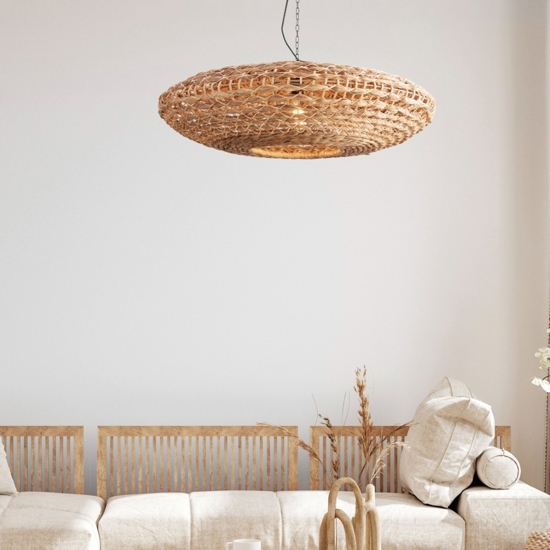 Lampadario in rattan e giacinto per soggiorno salotto