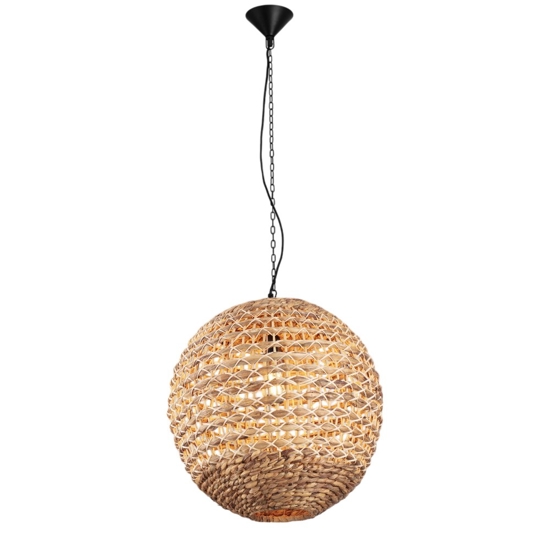 Lampadario sfera in rattan e giacinto essiccato per soggiorno