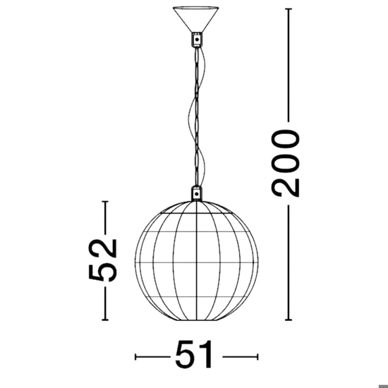 Lampadario sfera in rattan e giacinto essiccato per soggiorno