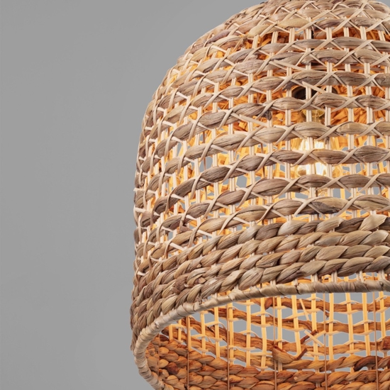 Lampadario da cucina rustica campana di rattan e giacinto legno essiccato