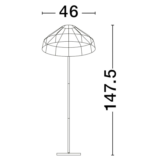 Lampada da terra in rattan stelo nero e filo in tessuto