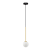Lampadario a sospensione dorato sfera vetro bianco per bagno