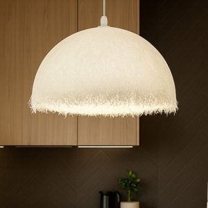 Lampadario cupola bianca 40cm in fibra di vetro per cucina