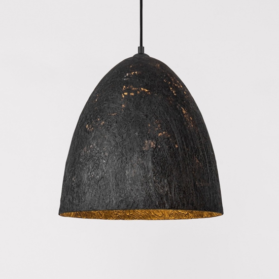 Lampadario cupola 50cm nero carta seta di gelso per sala da pranzo