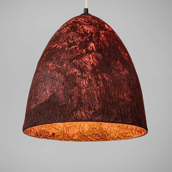 Lampadario cupola 36cm rossa a sospensione carta seta di gelso