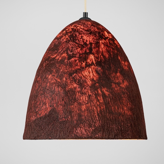 Lampadario cupola 36cm rossa a sospensione carta seta di gelso