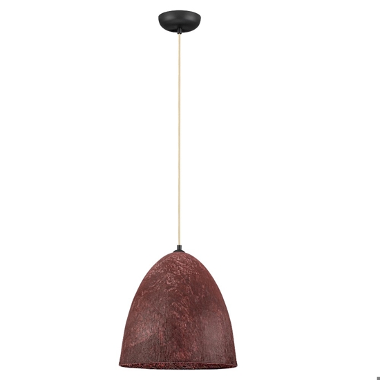 Lampadario cupola 36cm rossa a sospensione carta seta di gelso